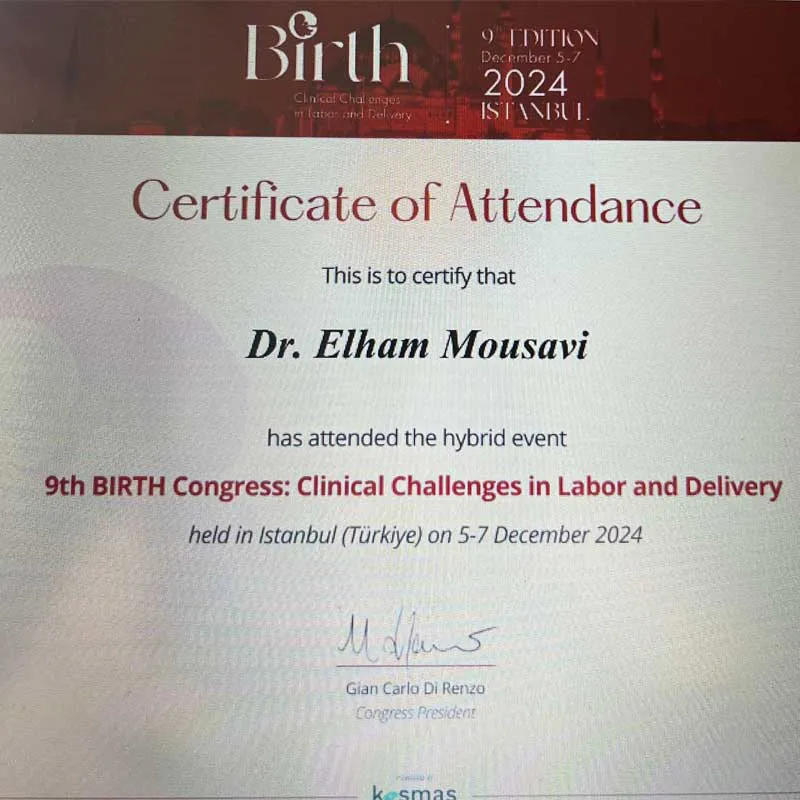 Birth certificate Dr elham musavi
