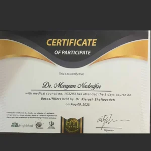 botox filler certificate dr Naderifar