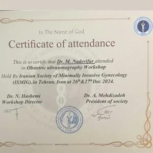 obstertic ultrasonography certificate dr Naderifar